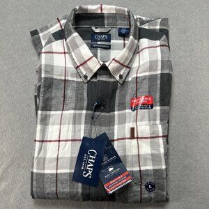 CHAPS Performance Mens Button Up Flannel Shirt Size Large Long Sleeve Plaid NWT